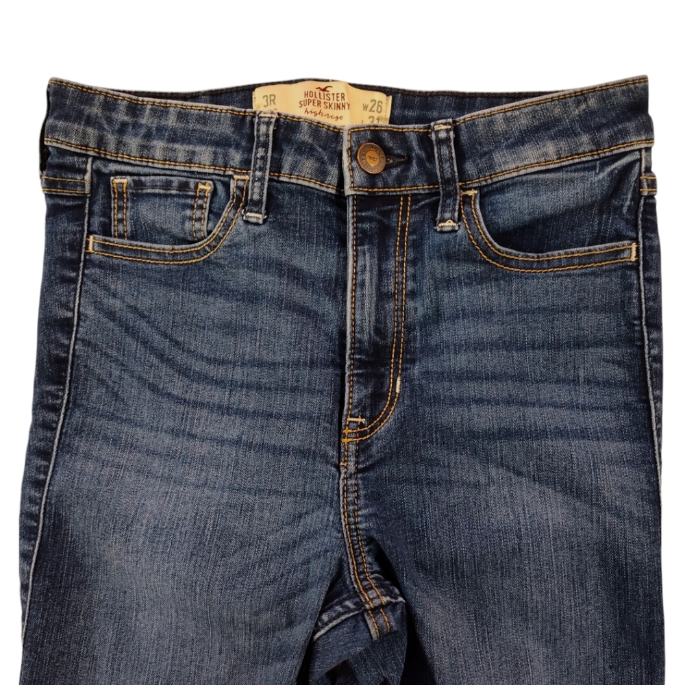 Hollister Super Skinny High Rise Womens Size 3R - W26 L31 - Dark Wash - Picture 3 of 7